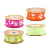 Maxbell 10 Meters Butterfly Printed Chiffon Ribbon Embellishment 25mm Rose Red