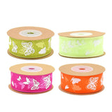 Maxbell 10 Meters Butterfly Printed Chiffon Ribbon Embellishment 25mm Rose Red