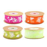 Maxbell 10 Meters Butterfly Printed Chiffon Ribbon Embellishment 25mm Rose Red