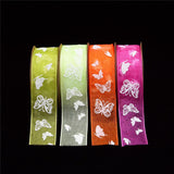Maxbell 10 Meters Butterfly Printed Chiffon Ribbon Embellishment 25mm Rose Red