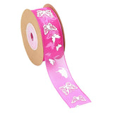 Maxbell 10 Meters Butterfly Printed Chiffon Ribbon Embellishment 25mm Rose Red
