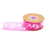 Maxbell 10 Meters Butterfly Printed Chiffon Ribbon Embellishment 25mm Rose Red