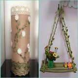 Max 10 Meters 5mm Artificial Vine Fake Leaf Plant Garland Burlap Ribbon pink