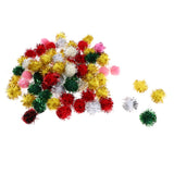 Maxbell 70pcs 25mm Glitter Tinsel Pompom Balls for Play Ball Kitten Cat