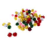 Maxbell 70pcs 25mm Glitter Tinsel Pompom Balls for Play Ball Kitten Cat