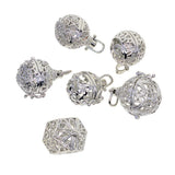 Maxbell 6pcs Mixed Filigree Cage Locket Pendant Necklace Findings