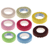Maxbell 2 Yards 15mm Fabric Lace Washi Tape Self Adhesive Trim Wedding yellow