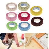 Maxbell 2 Yards 15mm Fabric Lace Washi Tape Self Adhesive Trim Wedding yellow