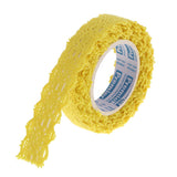 Maxbell 2 Yards 15mm Fabric Lace Washi Tape Self Adhesive Trim Wedding yellow