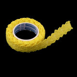 Maxbell 2 Yards 15mm Fabric Lace Washi Tape Self Adhesive Trim Wedding yellow