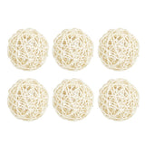 Maxbell 6Pcs 6cm Wicker Rattan Vine Ball DIY Ornaments Crafts  white