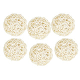 Maxbell 6Pcs 6cm Wicker Rattan Vine Ball DIY Ornaments Crafts  white