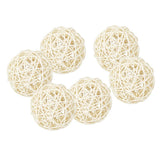 Maxbell 6Pcs 6cm Wicker Rattan Vine Ball DIY Ornaments Crafts  white