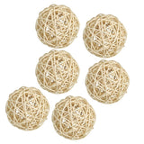 Maxbell 6PCS Rattan Ball Ornaments Wedding Party Decorations Wooden Balls  6CM White