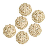 Maxbell 6PCS Rattan Ball Ornaments Wedding Party Decorations Wooden Balls  6CM White
