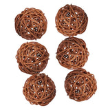 Maxbell 6PCS Rattan Ball Ornaments Wedding Party Decorations Wooden Balls  6CM Brown