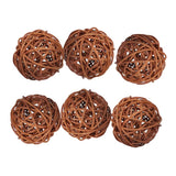 Maxbell 6PCS Rattan Ball Ornaments Wedding Party Decorations Wooden Balls  6CM Brown