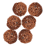 Maxbell 6PCS Rattan Ball Ornaments Wedding Party Decorations Wooden Balls  6CM Brown