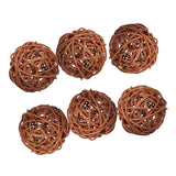 Maxbell 6PCS Rattan Ball Ornaments Wedding Party Decorations Wooden Balls  6CM Brown