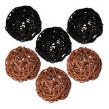 Maxbell 6Pcs 6cm Wicker Rattan Vine Ball DIY Ornaments Crafts  coffee black mixed