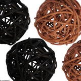 Maxbell 6Pcs 6cm Wicker Rattan Vine Ball DIY Ornaments Crafts  coffee black mixed