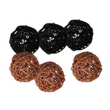 Maxbell 6Pcs 6cm Wicker Rattan Vine Ball DIY Ornaments Crafts  coffee black mixed