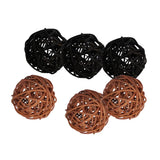 Maxbell 6Pcs 6cm Wicker Rattan Vine Ball DIY Ornaments Crafts  coffee black mixed