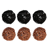 Maxbell 6Pcs 6cm Wicker Rattan Vine Ball DIY Ornaments Crafts  coffee black mixed