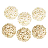 Maxbell 6Pcs 6cm Wicker Rattan Vine Ball DIY Ornaments Crafts  white  natural mixed