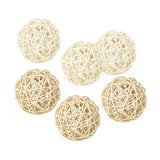 Maxbell 6Pcs 6cm Wicker Rattan Vine Ball DIY Ornaments Crafts  white  natural mixed