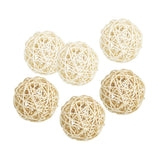 Maxbell 6Pcs 6cm Wicker Rattan Vine Ball DIY Ornaments Crafts  white  natural mixed