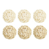 Maxbell 6Pcs 6cm Wicker Rattan Vine Ball DIY Ornaments Crafts  white  natural mixed