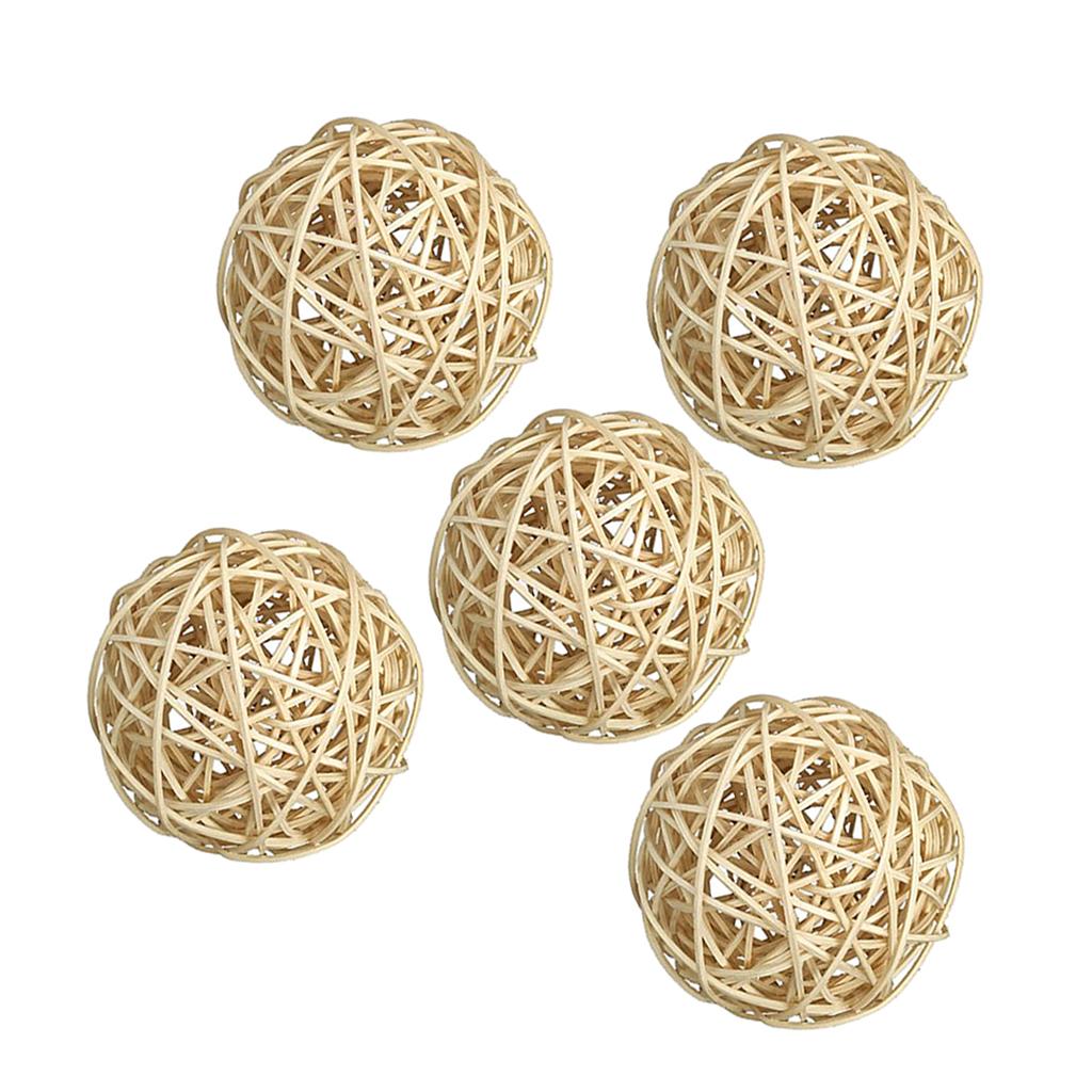Maxbell 5Pcs 7cm Wicker Rattan Vine Ball DIY Ornaments Craft Embellishment burlywood
