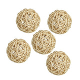 Maxbell 5Pcs 7cm Wicker Rattan Vine Ball DIY Ornaments Craft Embellishment burlywood