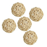 Maxbell 5Pcs 7cm Wicker Rattan Vine Ball DIY Ornaments Craft Embellishment burlywood