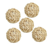Maxbell 5Pcs 7cm Wicker Rattan Vine Ball DIY Ornaments Craft Embellishment burlywood
