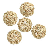 Maxbell 5Pcs 7cm Wicker Rattan Vine Ball DIY Ornaments Craft Embellishment burlywood