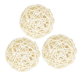 Maxbell 3Pc Natural Rattan Wicker Ball Photo Props Home Wedding DIY Trinket 8cm