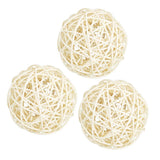 Maxbell 3Pc Natural Rattan Wicker Ball Photo Props Home Wedding DIY Trinket 8cm
