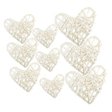 Max 9Pcs Mixed Heart Rattan Wicker Ball Photo Prop Home Decor DIY Trinkets White