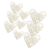 Max 9Pcs Mixed Heart Rattan Wicker Ball Photo Prop Home Decor DIY Trinkets White