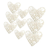 Max 9Pcs Mixed Heart Rattan Wicker Ball Photo Prop Home Decor DIY Trinkets White