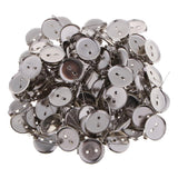 Maxbell 100 Pieces Silver Tone Round Cabochon Brooch Back Bar Pins Badges 13mm 20MM
