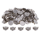 Maxbell 100 Pieces Silver Tone Round Cabochon Brooch Back Bar Pins Badges 13mm 20MM