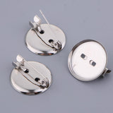 Maxbell 100 Pieces Silver Tone Round Cabochon Brooch Back Bar Pins Badges 13mm 20MM