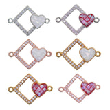 Max 1Pcs Square Heart Connectors Jewelry Making Findings Charm Rose Gold + Red