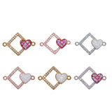 Max 1Pcs Square Heart Connectors Jewelry Making Findings Charm Rose Gold + Red