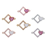 Max 1Pcs Square Heart Connectors Jewelry Making Findings Charm Rose Gold + Red