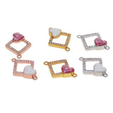 Max 1Pcs Square Heart Connectors Jewelry Making Findings Charm Rose Gold + Red