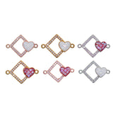 Max 1Pcs Square Heart Connectors Jewelry Making Findings Charm Rose Gold + Red